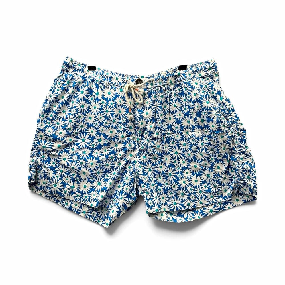 Chubbies Men's Floral Swim Shorts Blue White 5.5" Drawstring Pockets